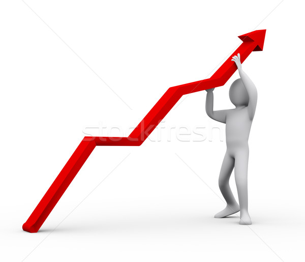 3d man pushing red arrow upward Stock photo © ribah