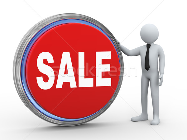 Stock photo: 3d businessman with sale button