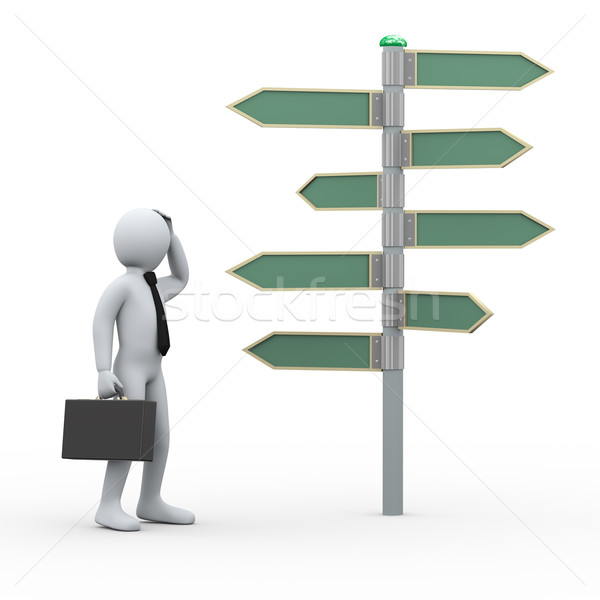 3d confuse man in front of roadsign Stock photo © ribah