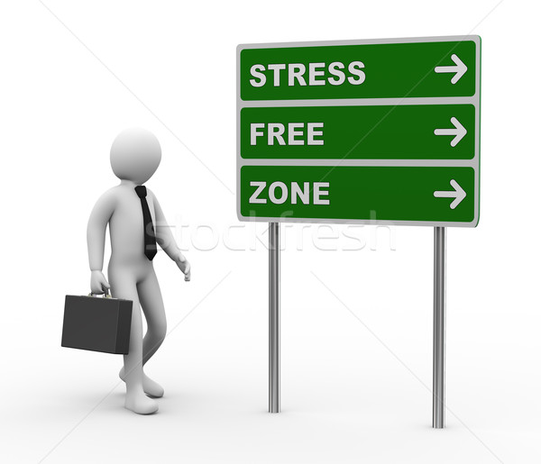3d businessman stress free zone roadsign Stock photo © ribah