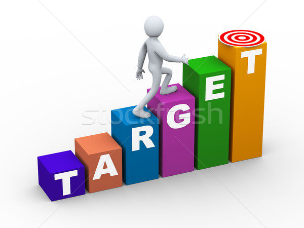 Stockfoto: 3d · man · lopen · target · bars · 3d · illustration · persoon