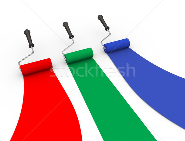 3d red green blue color roller brush Stock photo © ribah