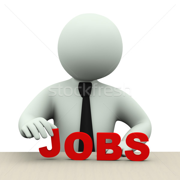 3d business man with word jobs Stock photo © ribah