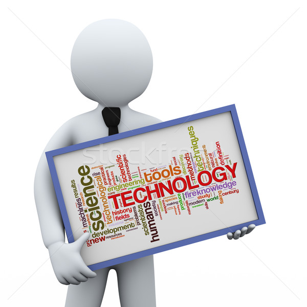 3d businessman holding technology wordcloud Stock photo © ribah