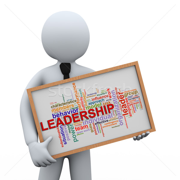 3d businessman holding leadership wordcloud Stock photo © ribah