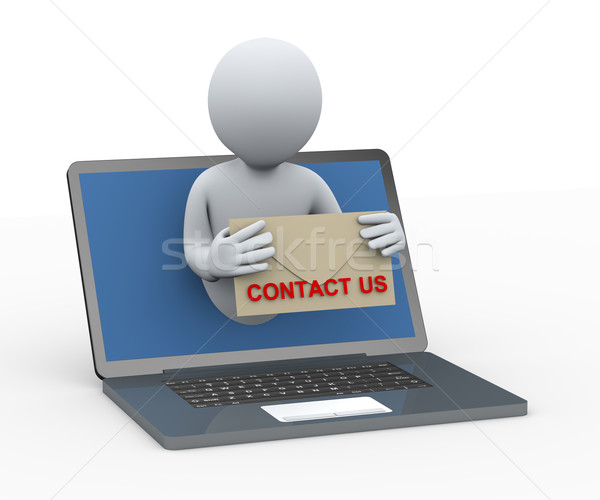 3d person from laptop with contact us envelop Stock photo © ribah