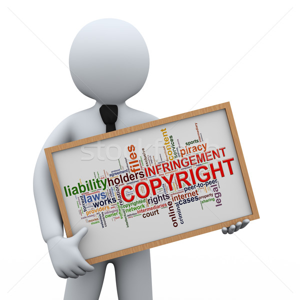 3d businessman holding copyright wordcloud Stock photo © ribah
