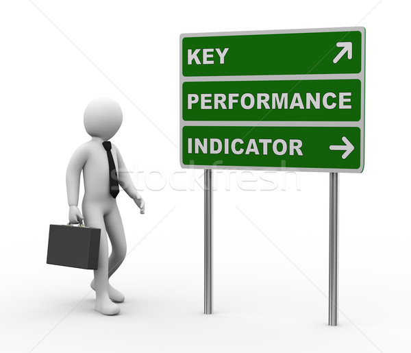 3d businessman kpi roadsign Stock photo © ribah
