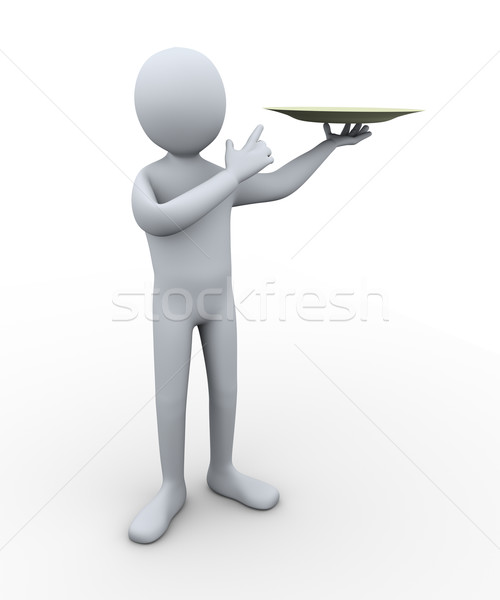 Stock photo: 3d man with plate