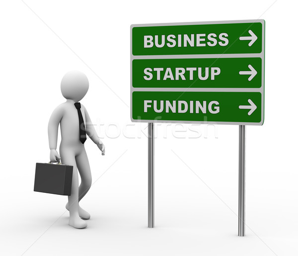 3d businessman business startup funding roadsign Stock photo © ribah