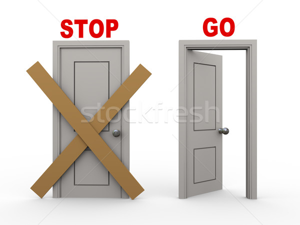 Stockfoto: 3D · stoppen · deuren · 3d · illustration · gesloten · deur