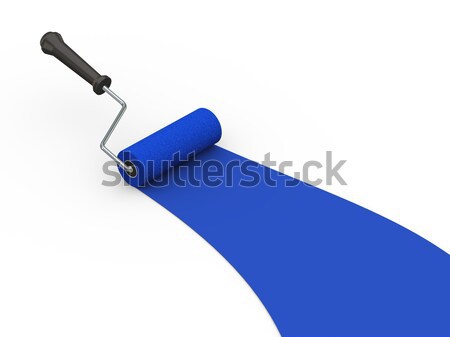 3d blue paint color roller brush Stock photo © ribah