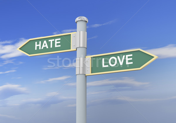 3D ненавижу любви дорожный знак 3d иллюстрации дорожный знак Сток-фото © ribah