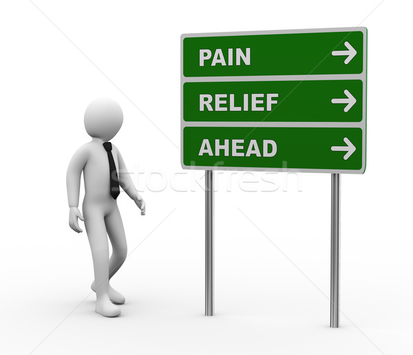 3d person pain relief ahead roadsign Stock photo © ribah