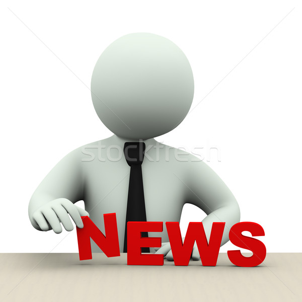 3d business man with word news Stock photo © ribah