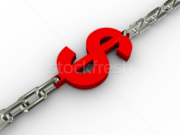 Znak dolara łańcucha 3d ilustracji czerwony Dolar symbol Zdjęcia stock © ribah