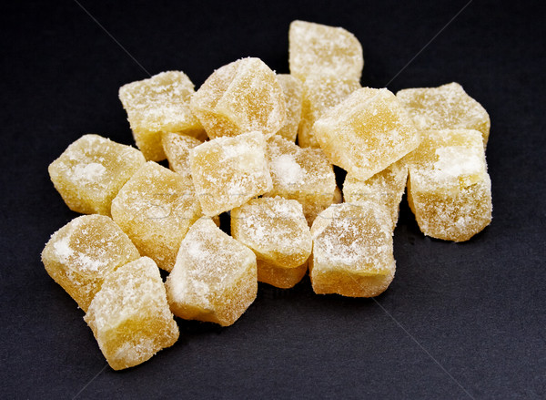 [[stock_photo]]: Confits · gingembre · cubes · noir · alimentaire · santé