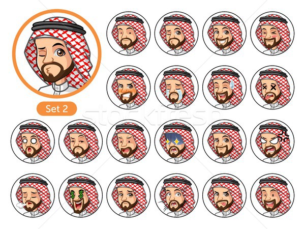 Második szett szaúdi arab férfi rajzfilmfigura Stock fotó © ridjam