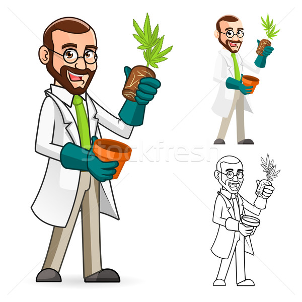 Plant Scientist Cartoon Character Inspecting The Roots of a Plant Stock photo © ridjam