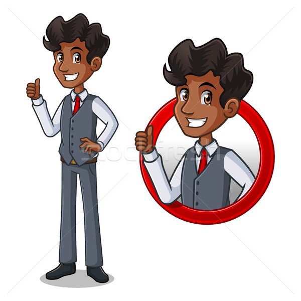 Stock photo: Set of businessman in vest inside the circle logo concept