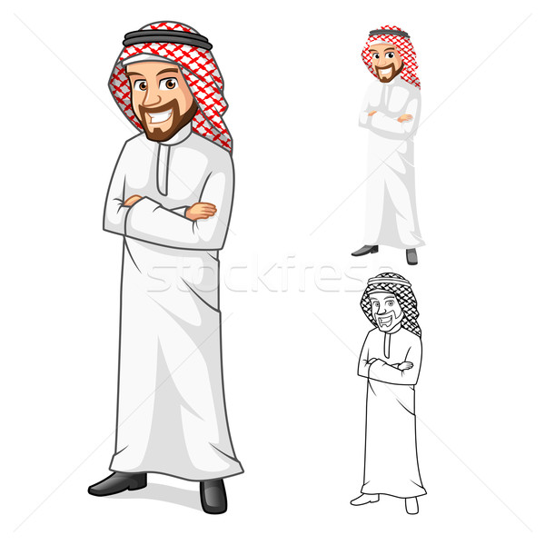 Közel-keleti férfi összehajtva karok rajzfilmfigura magas Stock fotó © ridjam