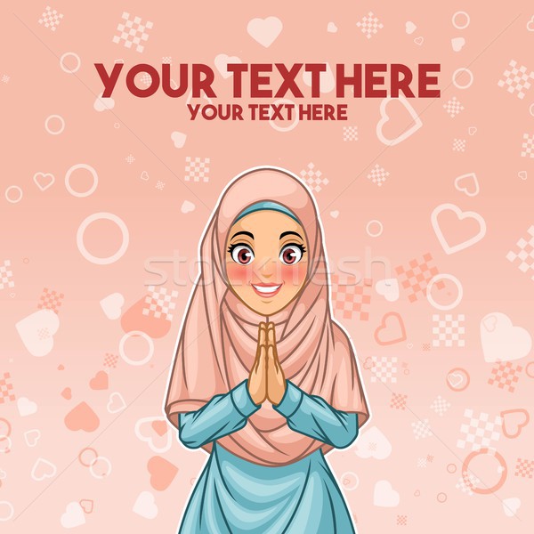 Muslim woman greeting with welcoming hands Stock photo © ridjam
