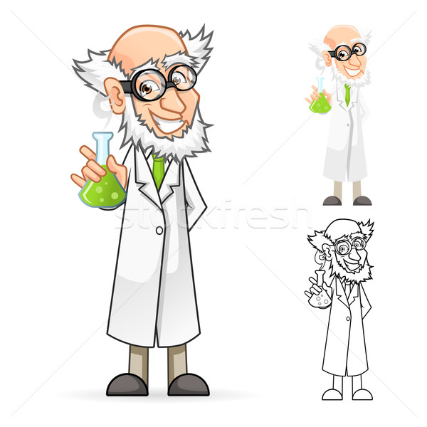 Scientist Cartoon Character Holding a Beaker Feeling Great Stock photo © ridjam