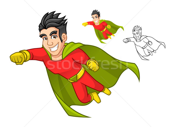 Super Hero Cartoon Character with Cape and Flying Pose Stock photo © ridjam