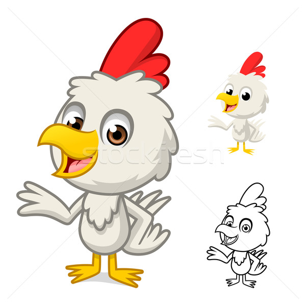 Little Chicken with Present Hand Cartoon Character Stock photo © ridjam