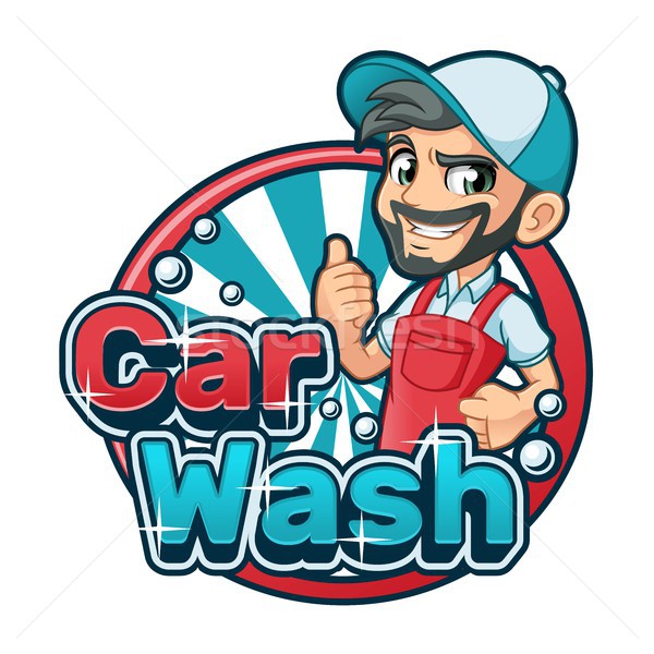 Car wash cartoon logo karakter ontwerp teken Stockfoto © ridjam
