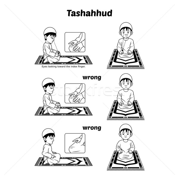 Muslim Prayer Guide Tashahhud Position Outline Stock photo © ridjam