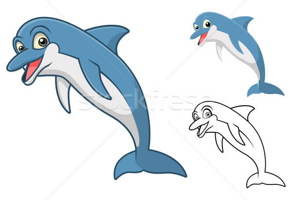 Delfin rajzfilmfigura magas minőség terv vonal Stock fotó © ridjam