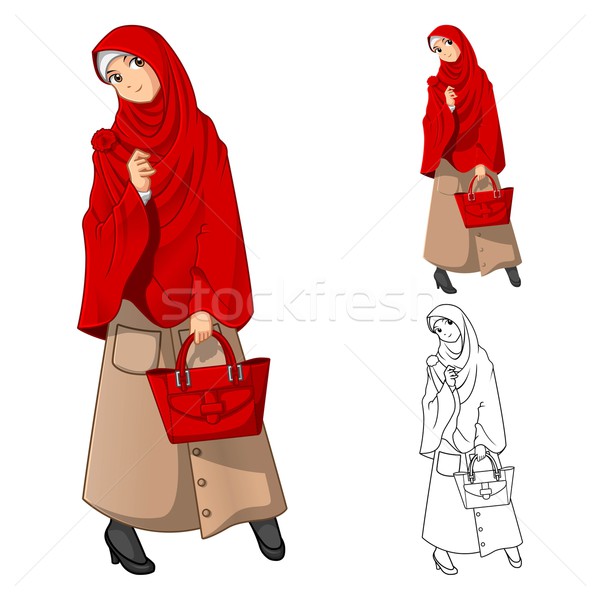 Foto d'archivio: Muslim · donna · moda · indossare · rosso · velo