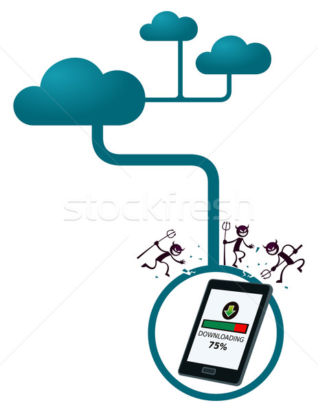 angry virus interrupting download process on a gadget Stock photo © riedjal