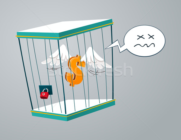 flying dollar trapped in a cage Stock photo © riedjal