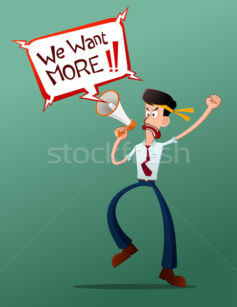 [[stock_photo]]: Jeunes · travailleur · mégaphone · protestation · shout