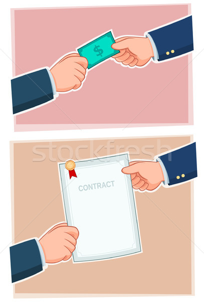 Zakenman illustratie hand geld document brief Stockfoto © riedjal