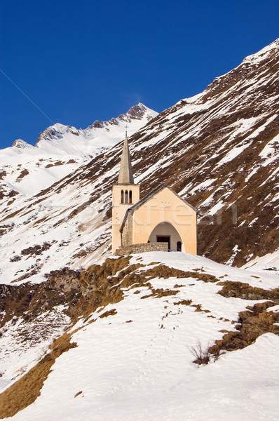 Igreja inverno alpino paisagem pequeno alpes Foto stock © rmarinello