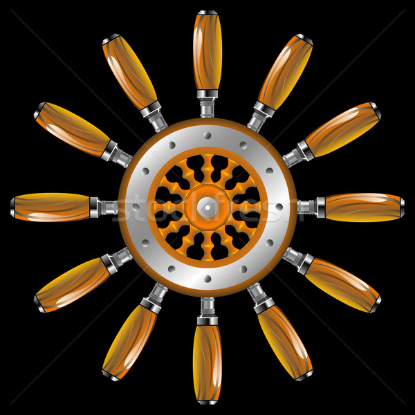 ship wheel against black Stock photo © robertosch