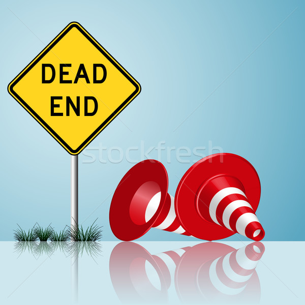 dead end sign with cones and grass Stock photo © robertosch