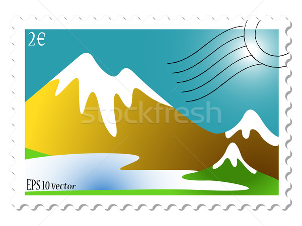 Stock photo: mountain landscape stamp