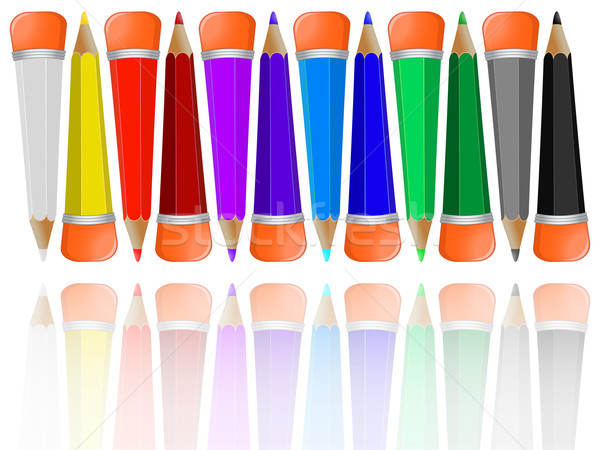 reflected pencils collection with rubbers Stock photo © robertosch