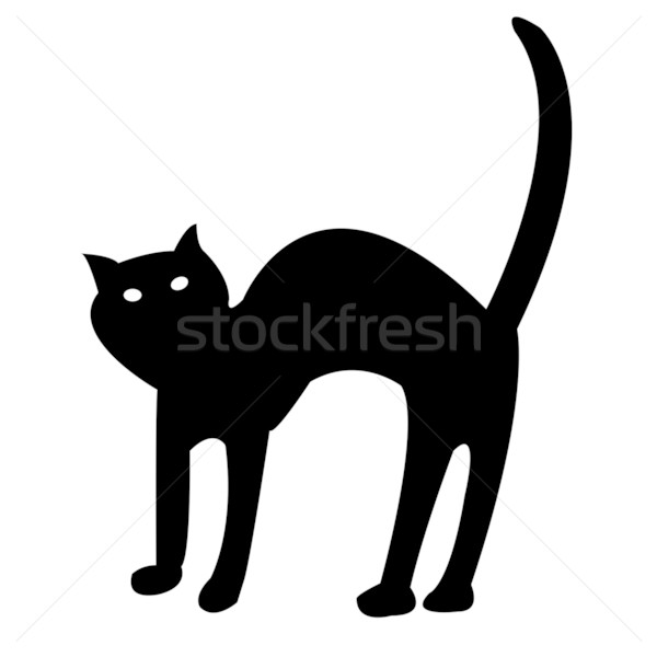 Gato preto isolado branco vetor arte ilustração Foto stock © robertosch
