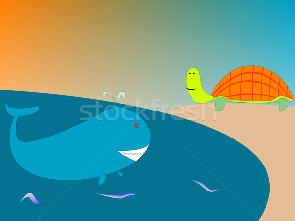 рисунок кит черепахи вектора искусства иллюстрация Сток-фото © robertosch
