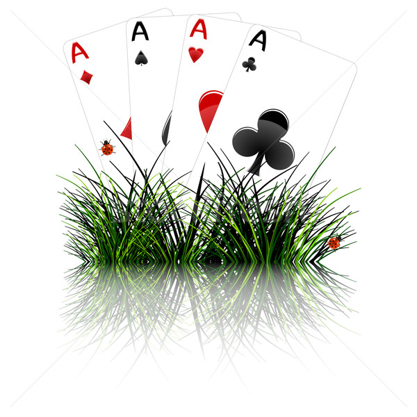 four aces behind grass reflected Stock photo © robertosch