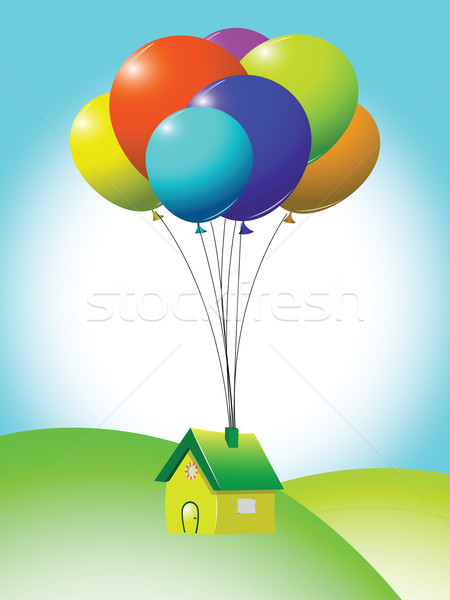 Voador casa abstrato vetor arte ilustração Foto stock © robertosch