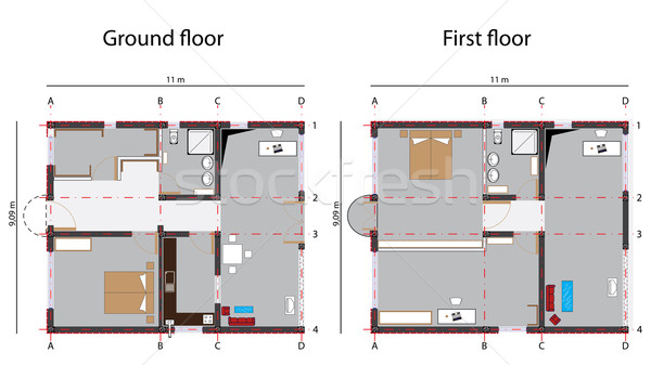 Home Design Blaupause Boden erste Stock Stock foto © robertosch