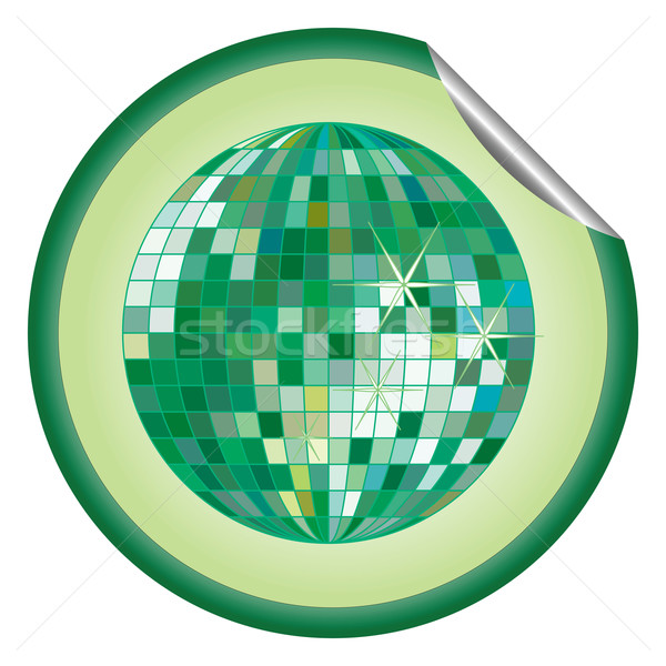 Foto stock: Discoball · verde · adesivo · vetor · arte · ilustração