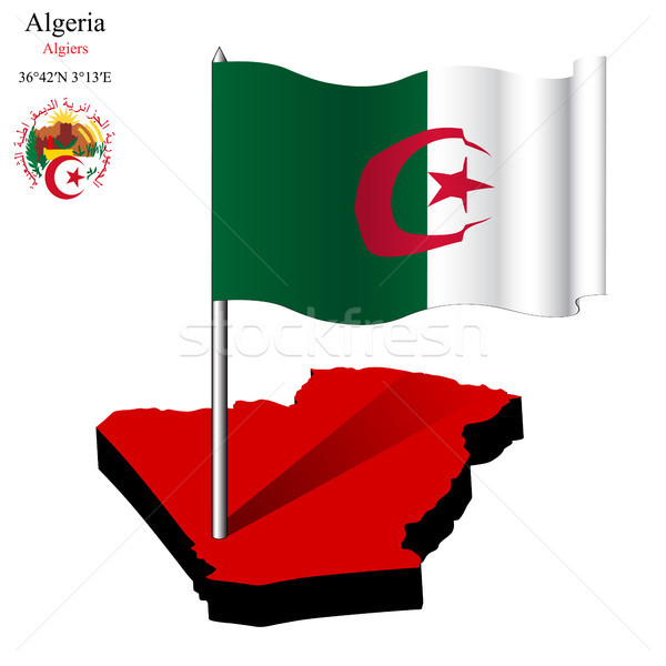 algeria wavy flag over map Stock photo © robertosch