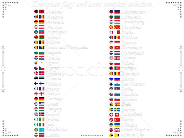 Foto stock: Europeo · banderas · iconos · colección · blanco